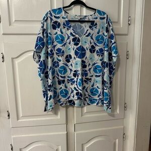 CROSBY by Mollie Burch Vivid Blue Floral Blouse